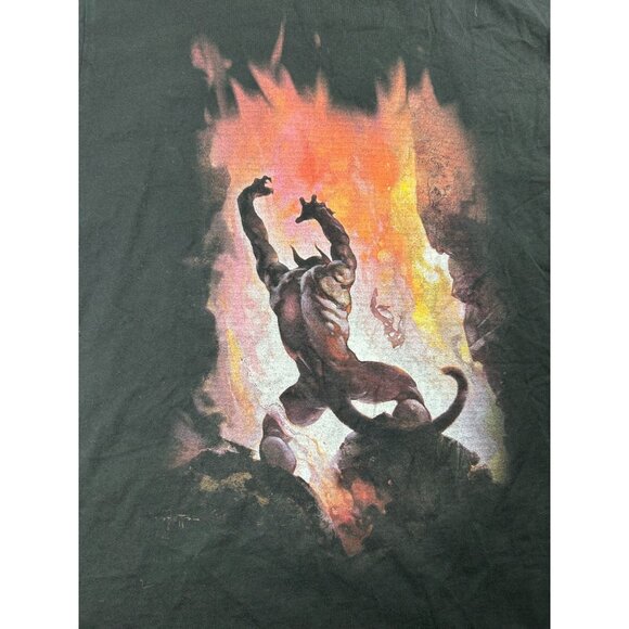 Frazetta Girls T-Shirt With Fire Demon Artwork Black Size Large 100% Cotton - Picture 2 of 9